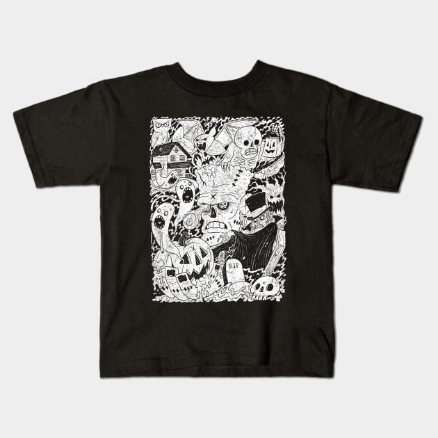 Spookiness Kids T-Shirt by chrisraimoart